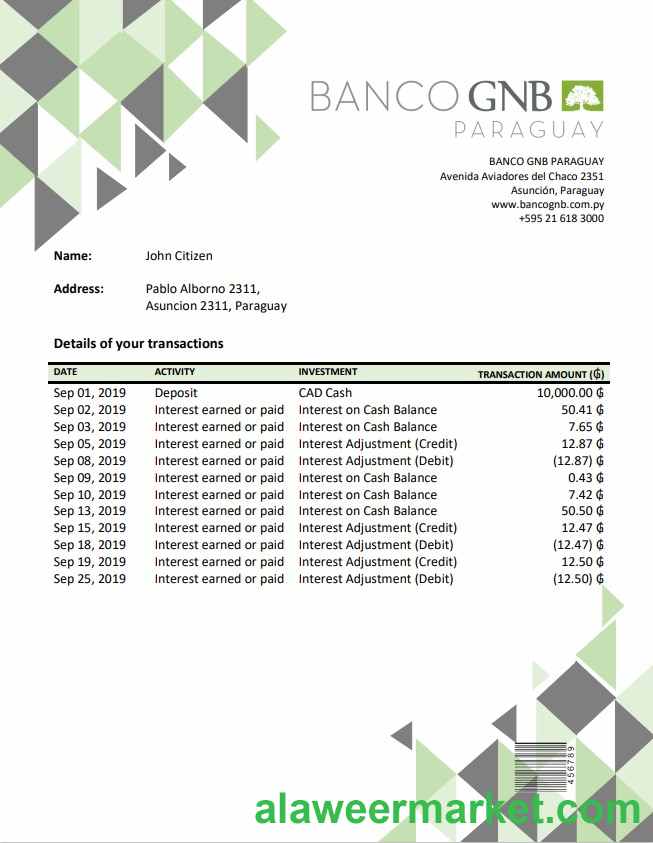 Paraguay Banco Continental S.A.E.C.A. bank statement -